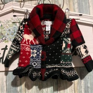 Ralph Lauren Kids Red and Black Knit Cardigan